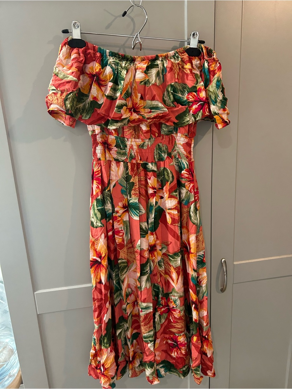 Forever 21 Coral Pink Floral Maxi Dress